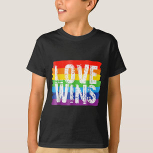 Vintage Love Win Rainbow Peace Sign Pride Lesbian T-Shirt