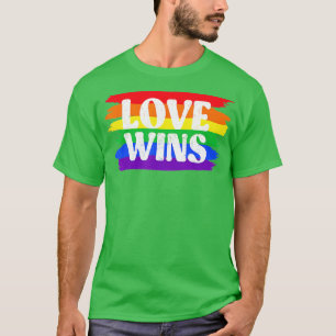 Vintage Love Win Rainbow Peace Sign Pride Lesbian  T-Shirt