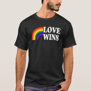 Vintage Love Win Rainbow Peace Sign Pride Lesbian  T-Shirt