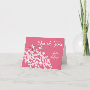 Vintage Lovebird Cherry Blossom Wedding Thank You