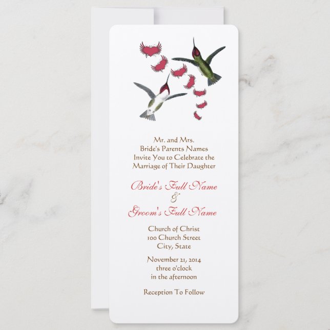 Vintage Lovebird Hummingbird Wedding Invitation (Front)
