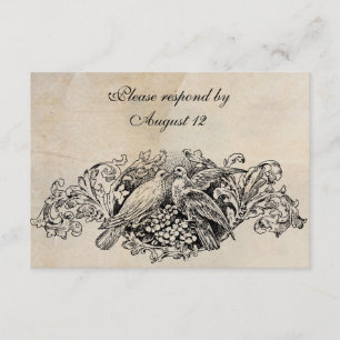 Vintage Lovebirds RSVP with envelopes
