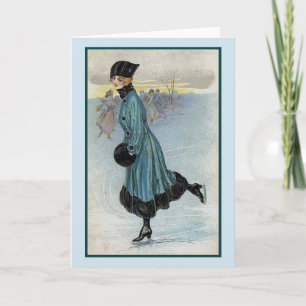 Vintage - Lovely Lady Ice Skating, Card