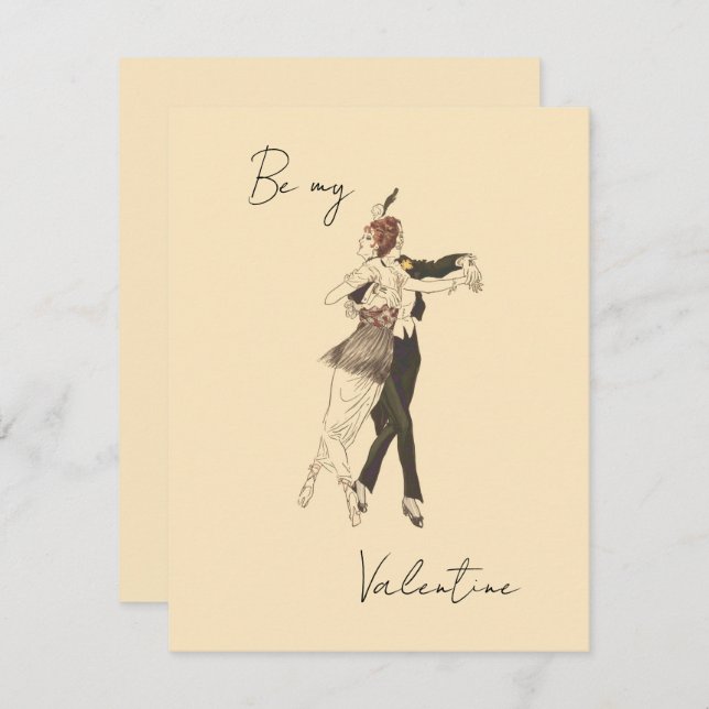 Vintage Lovers Dancing Valentine's Day Card  (Front/Back)