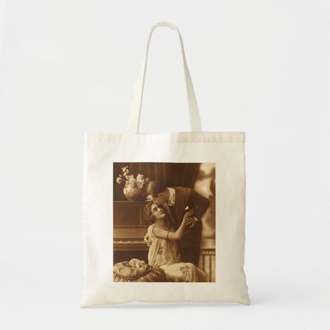 Vintage Lovers,  Love Romance Romantic Music Tote Bag (Front)