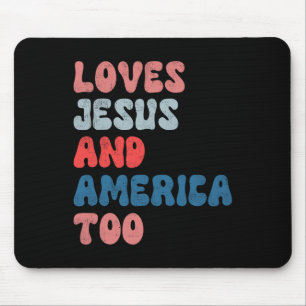 Vintage Loves Jesus And America Too 4th Of July Me Mouse Pad