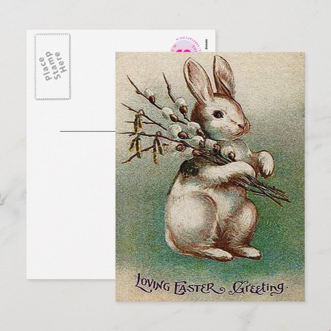 Vintage Loving Easter Greeting Holiday Postcard (Front/Back)