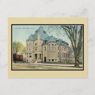 Vintage Lowell MA Memorial Hall library Postcard