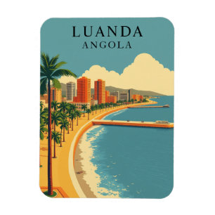 Vintage Luanda Angola Beach Travel Souvenir Magnet