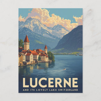 Vintage Lucerne Switzerland Travel Postcard