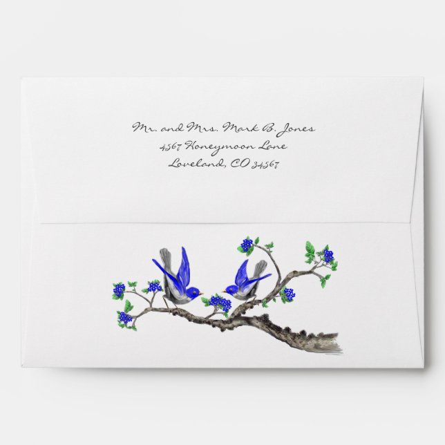 Vintage Lucky Bluebird Wedding Envelopes (Back (Top Flap))