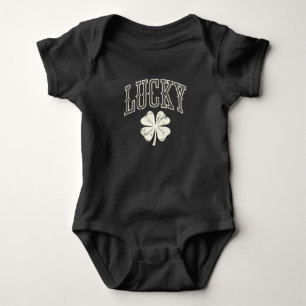 Vintage Lucky Clover St Patrick's Day  Baby Bodysuit