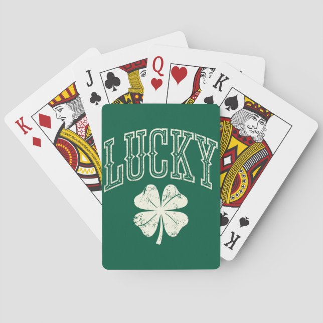 Vintage Lucky Clover St Patrick's Day  Playing Cards (Back)