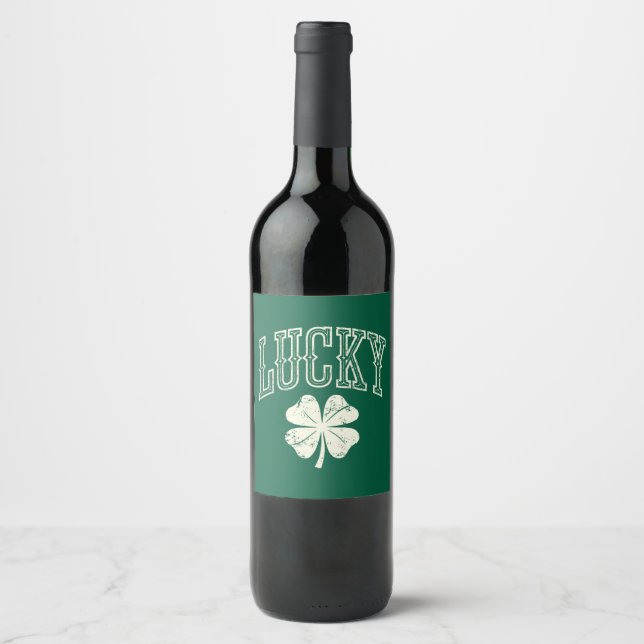 Vintage Lucky Clover St Patrick's Day  Wine Label (Front)