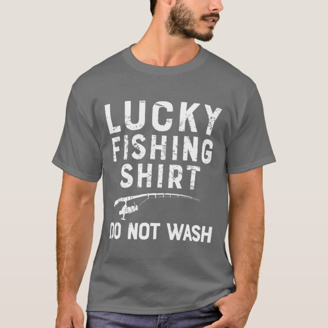 Vintage Lucky Fishing Fisherman Fathers Dayvint T-Shirt (Front)