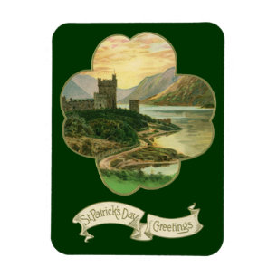 Vintage Lucky Gold Shamrock with an Irish Castle Magnet