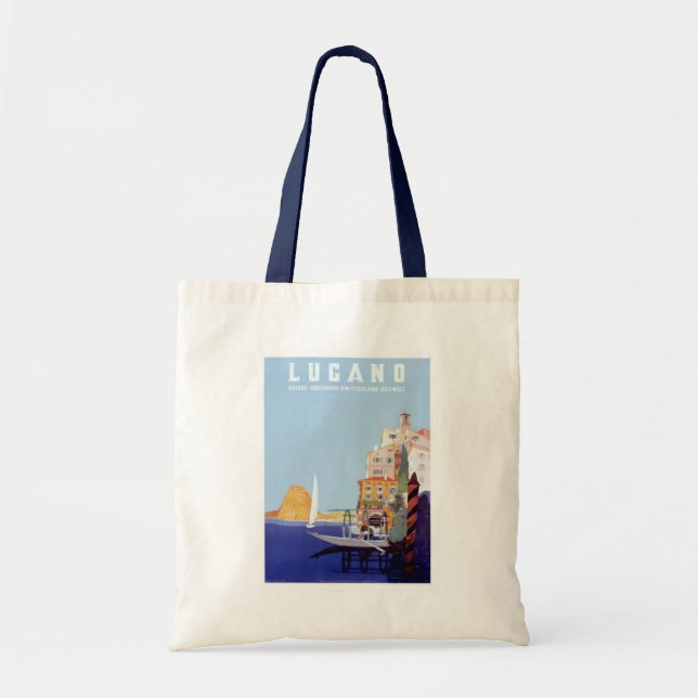 Vintage Lugano, Switzerland Travel Poster Tote Bag (Front)