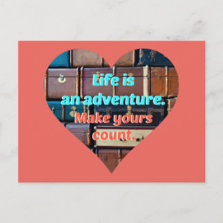 Vintage Luggage Life Is An Adventure Motivational Postcard