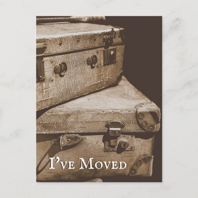 Vintage Luggage Old Photograph Moving Announcement Postcard (Front)