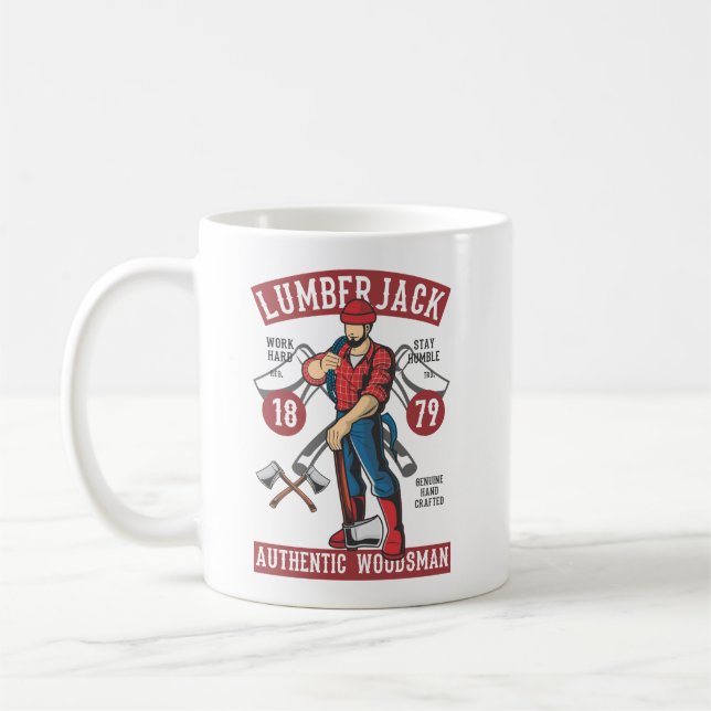 Vintage Lumberjack Logo Coffee Mug (Left)