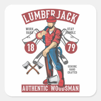 Vintage Lumberjack Logo Square Sticker