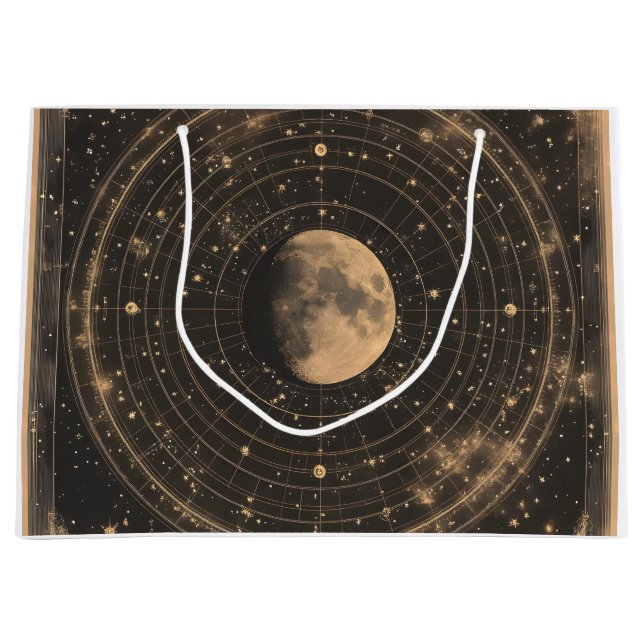 Vintage Lunar Celestial Map Design Large Gift Bag (Front)