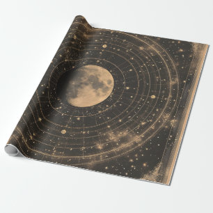 Vintage Lunar Celestial Map Design Wrapping Paper