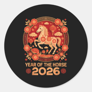 Vintage Lunar New Year 2026 - Year Of The Horse Classic Round Sticker