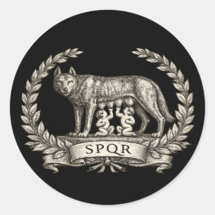Vintage Lupa Capitolina Romulus Remus SPQR Emblem Classic Round Sticker