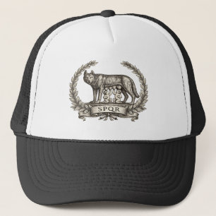 Vintage Lupa Capitolina Romulus Remus SPQR Emblem Trucker Hat