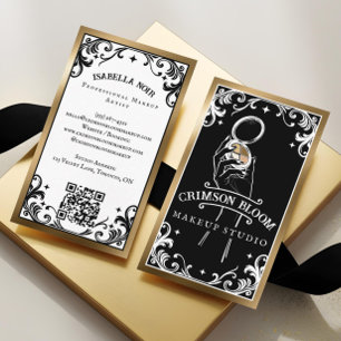 Vintage Luxury Black Gold Beauty Makeup Artist Business Card