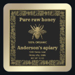 Vintage Luxury gold  honey bee/apiary/bee farm Square Sticker<br><div class="desc">Vintage Luxury gold  honey bee/apiary/bee farm design.</div>
