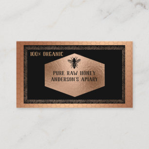 Vintage Luxury rose gold honey bee logo Business Card