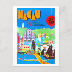 Vintage Macau Travel Poster Postcard