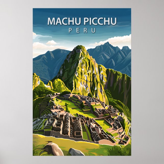 Vintage Machu Picchu Incan Travel Art Poster (Front)