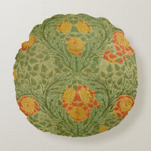 Vintage Mackmurdo Rose and Leaf Floral Art Round Cushion
