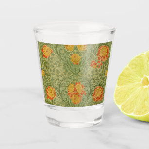 Vintage Mackmurdo Rose and Leaf Floral Art Shot Glass
