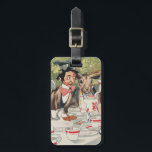 Vintage Mad Hatter Tea Party Alice Illustration Luggage Tag<br><div class="desc">This vibrant vintage illustration, titled "What day of the month is it?", was created by the renowned artist Charles Robinson for the 1907 edition of Alice's Adventures in Wonderland. Known for his intricate Art Nouveau influences and lively color palettes, Robinson captures the eccentric energy of the Mad Tea Party perfectly....</div>