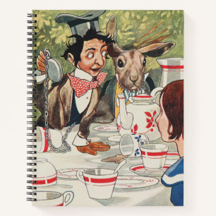 Vintage Mad Hatter Tea Party Alice Illustration Notebook