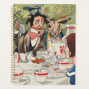 Vintage Mad Hatter Tea Party Alice Illustration Planner