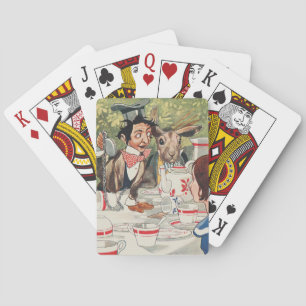 Vintage Mad Hatter Tea Party Alice Illustration Playing Cards