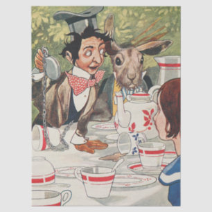 Vintage Mad Hatter Tea Party Alice Illustration Tissue Paper