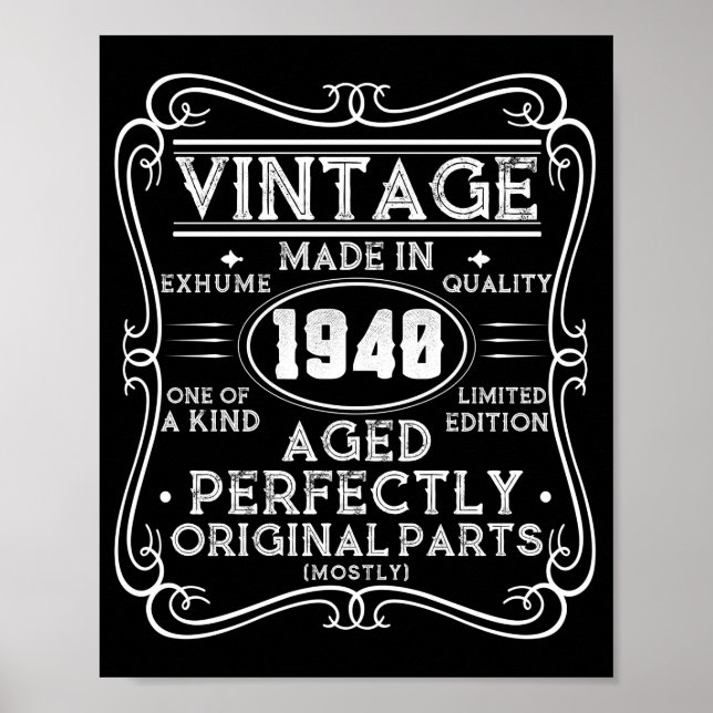Vintage Made In 1940 Retro Classic Poster (Front)