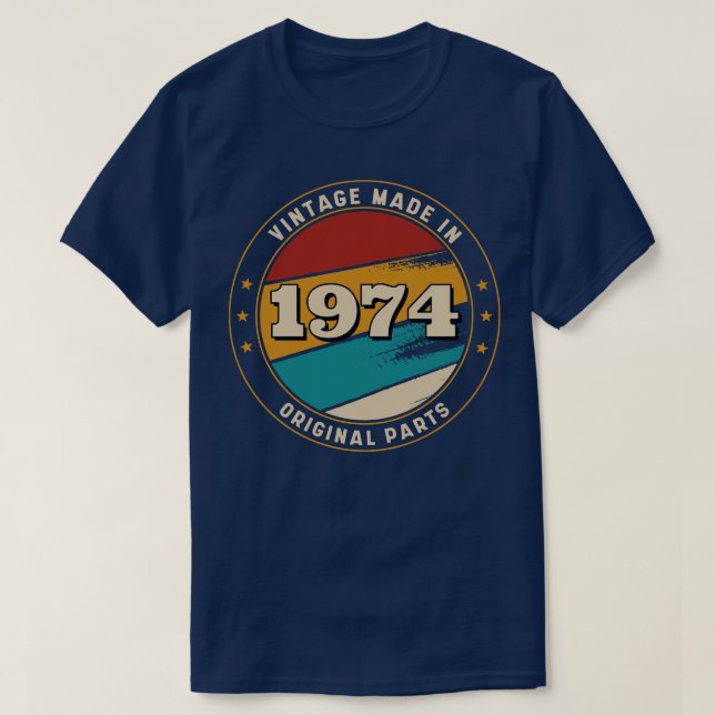 Vintage Made in 1974 Retro Badge T-Shirt (Design Front)