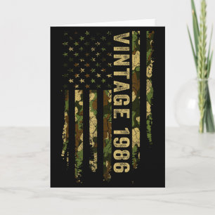 Vintage Made In 1986 American Flag 40th Birthday G Card