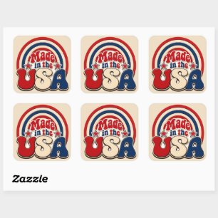 Vintage "Made in the USA" Patriotic Badge Square Sticker