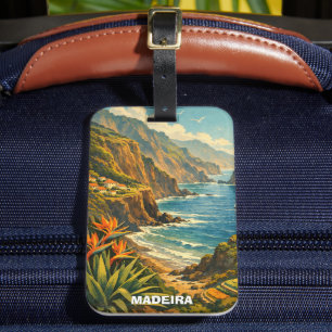 Vintage Madeira Portugal Coastal Cliffs Travel Luggage Tag