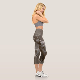 Vintage Madonna and Child with Silver Frame Capri Leggings