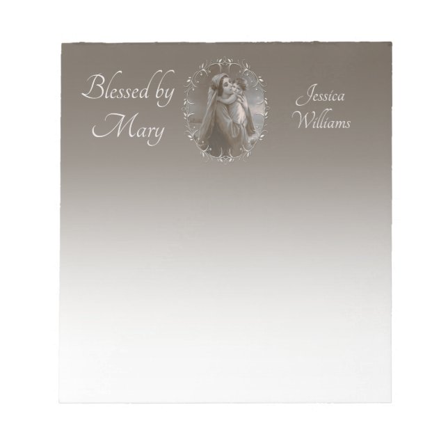 Vintage Madonna and Child with Silver Frame Notepad (Front)