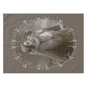 Vintage Madonna and Child with Silver Frame Tablecloth